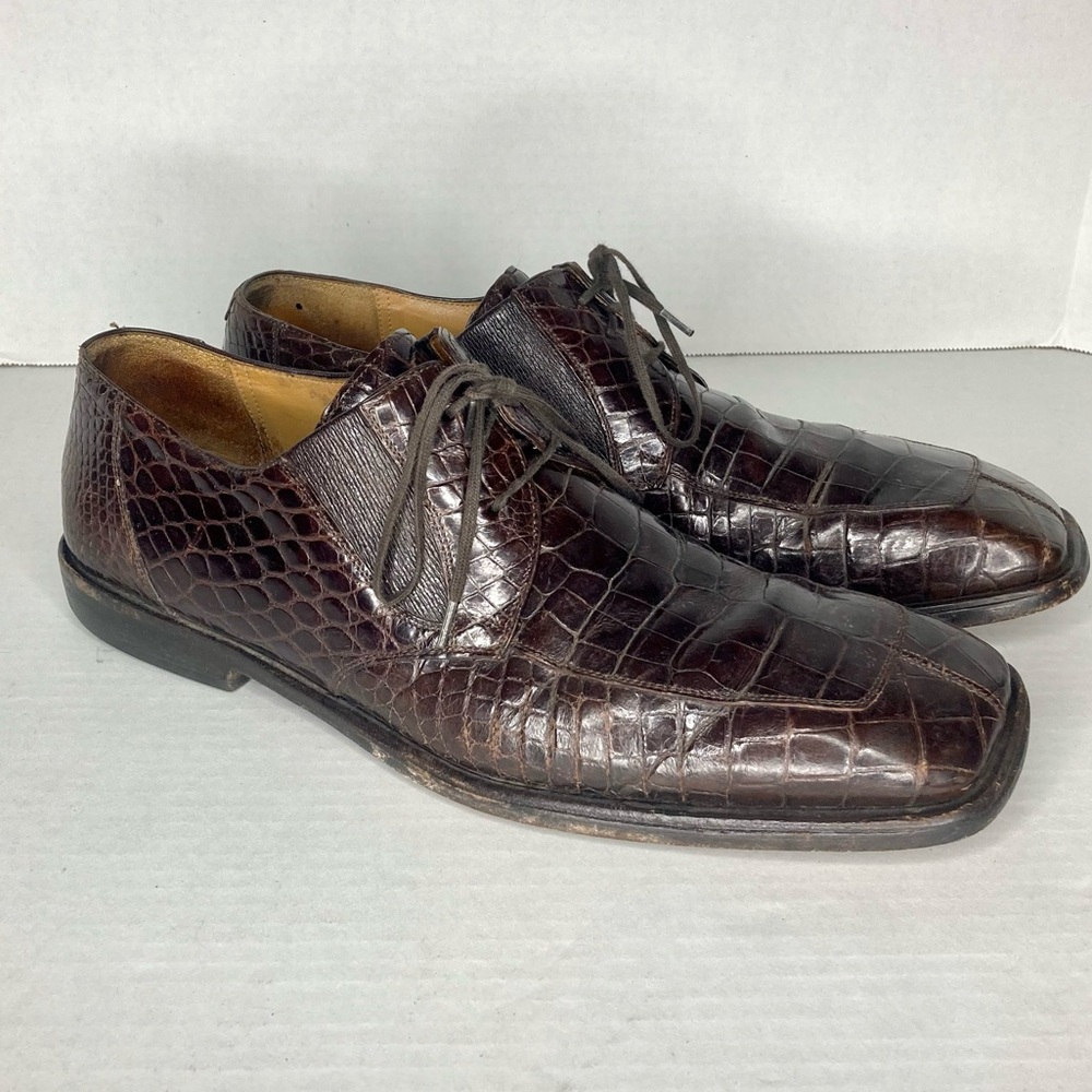 Mezlan Platinum Brown Genuine Crocodile Dress Shoe